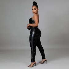 Sexy Sequin One Shoulder Long Sleeve Jumpsuit CYA-9585