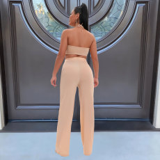 Solid Sexy Tube Top And Pants Two Piece Sets MZ-2709