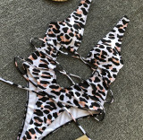 Leopard Print Cutout Tie Up One Piece Swimsuit CSYZ-A992