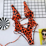 Leopard Print Cutout Tie Up One Piece Swimsuit CSYZ-A992