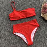 Solid Sexy High Waist Bikini Two Piece Sets CASF-8934