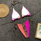 Leopard Patchwork Bandage Sexy Swimsuit Bikini 2 Piece Sets CSYZ-1995 