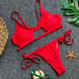 Solid Color Hollow Swimsuit Two Piece Set CSYZ-1852