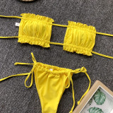 Sexy Solid Color Ruched Bikini 2 Piece Sets CSYZ-1977