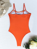Solid Mesh Patchwork One-Piece Swimsuit CASF-6271