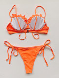 Solid Underwired Push-Up Pleated Bikini Sets CASF-6286