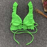 Solid Pleated Swimsuit Bikini 2 Piece Sets CASF-8915
