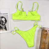 Sexy Solid Color Swimsuit Two Piece Set CSYZ-B119W