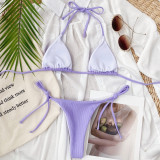 Sexy Solid Color Halter Bikini Swimsuit Two Piece Set CSYZ-B175W