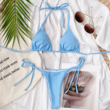 Sexy Solid Color Halter Bikini Swimsuit Two Piece Set CSYZ-B175W