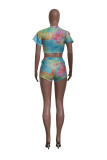 Fashion Casual Printed Short Sleeve Shorts 2 Piece Sets YS-S801