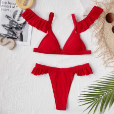 Solid Color Ruffled Swimsuit Two Piece Sets CSYZ-B233W