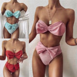 Solid Color Glitter Bikini Swimsuit Two Piece Set CSYZ-B138