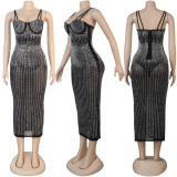 Plus Size Hot Drilling Spaghetti Strap Club Dress NY-2072