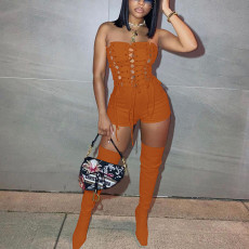 Solid Sexy Strapless Bandage Romper GLF-10082