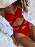 Solid Color Sexy Tie Up Swimsuit Two Piece Sets CSYZ-B546K