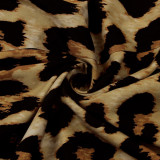 Leopard Print Short Sleeve Sashes Jumpsuit NY-8893