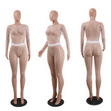 Sexy Mesh Perspective Pearls Two Piece Sets (Without Undergarment)NY-8577