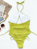 Sexy Solid Color Halter One-Piece Swimsuit CSYZ-B618