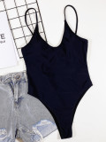 Solid Color Backless One-Piece Swimsuit CSYZ-B534Q