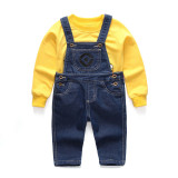 Kids Boy Gril Long Sleeve Top+Strap Jeans Pants Sets YKTZ-M003