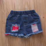 Kids Girl Letter Tank Top+Hole Jeans Shorts 2 Piece Sets YKTZ-21123