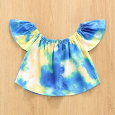 Kids Girl Tie Dye Top+Ripped Jeans Shorts 2 Piece Suits YKTZ-2207