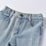Kids Girl Tank Top+Tassel Jeans 2 Piece Sets YKTZ-1105