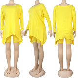 Plus Size Solid Long Sleeve Top+Shorts 2 Piece Sets NY-2012