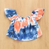 Kids Girl Tie Dye Top+Jeans Shorts 2 Piece Sets YKTZ-1031