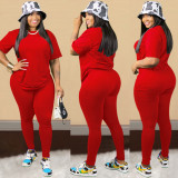 Plus Size Solid T Shirt And Pants 2 Piece Sets NY-2018