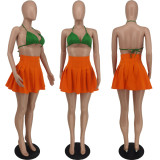 Solid High Waist Pleated Mini Skirt ZDF-31188