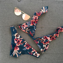 Floral Print Ruffled Bikini Two Piece Sets CASF-8743