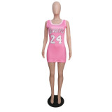 Casual Sports Printed Mini Jersey Dress GCNF-0144
