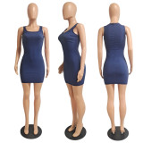 Plus Size Denim Sleeveless Slim Mini Dress GCNF-0152