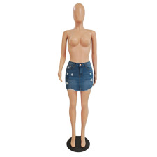Denim Ripped Bodycon Mini Skirt GCNF-0154