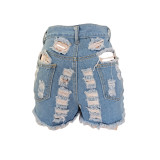 Denim Ripped Hole Jeans Mini Shorts GCNF-0131b