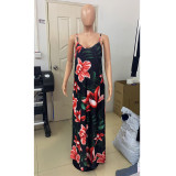 Floral Print Spaghetti Strap Maxi Dress GCNF-0123