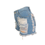 Denim Ripped Hole Jeans Mini Shorts GCNF-0131b