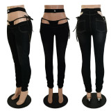 Denim Sexy Hollow Out Skinny Jeans Pants (With Underpants)GCNF-0086