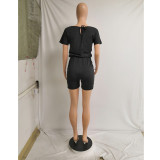 Solid Short Sleeve Casual Romper GCNF-0116