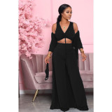 Solid Tank Top+Long Cloak+Pants 3 Piece Sets (Without Mask)GCNF-0064