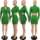 Fashion Solid Color Blazer Dress ANNF-6105