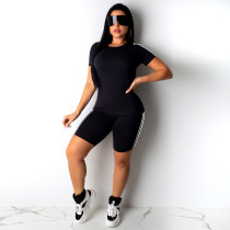 Plus Size Casual T Shirt And Shorts Two Piece Sets SH-390273