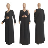 Solid Tank Top+Long Cloak+Pants 3 Piece Sets (Without Mask)GCNF-0064
