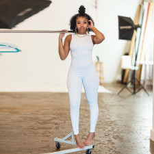 Solid Sleeveless Tight Jumpsuit MQXF-23600
