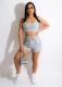 Casual Sports Solid Color Vest Shorts Two Piece Sets CQ-162