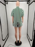 Casual Striped Shirt Top And Shorts 2 Piece Sets YIM-245