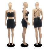 Sexy Vest Top Mini Skirt Two Piece Sets DDF-88150