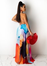 Sexy Print Backless Long Dress GDYF-6986